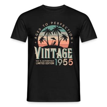 1955 Birthday Gift Born 1955 - Men's T-Shirt - black - Front - AI Model Male 178 light (178cm)