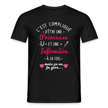 Infirmière et Princesse - T-shirt homme - noir - Devant - AI Model Male 178 light (178cm)