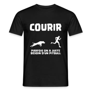Running Motivation Dog Running Pitbull - Men's T-Shirt - black - Front - AI Model Male 178 light (178cm)