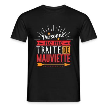 Personne ne me traite de mauviette - T-shirt homme - noir - Devant - AI Model Male 178 light (178cm)
