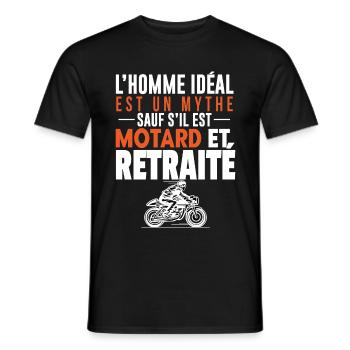 Motard à la retraite - Retraité Moto Cadeau - T-shirt homme - noir - Devant - AI Model Male 178 light (178cm)