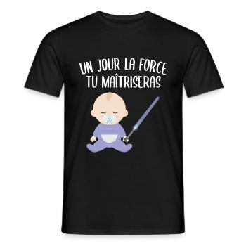 Star Force Wars Bébé Humour Cadeau Sabre Laser - T-shirt homme - noir - Devant - AI Model Male 178 light (178cm)