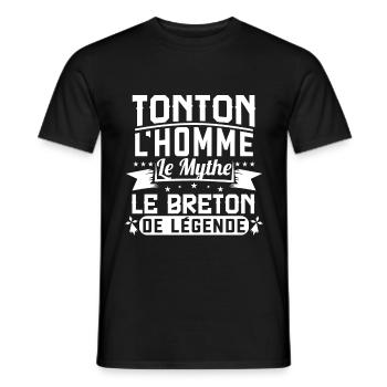 Tonton Breton Oncle Bretons Bretagne Cadeau Humour - T-shirt homme - noir - Devant - AI Model Male 178 light (178cm)