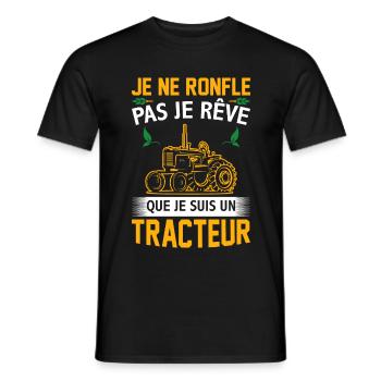 je ne ronfle pas je rêve que je suis un tracteur - T-shirt homme - noir - Devant - AI Model Male 178 light (178cm)