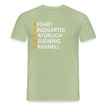 Benno Name Geschenk - Männer T-Shirt - Sage - Vorne - AI Model Male 178 light (178cm)