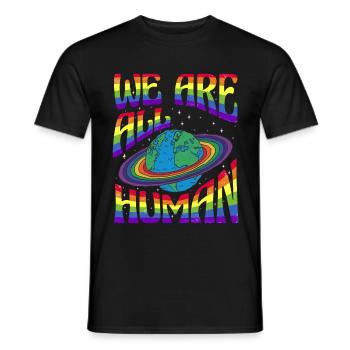 We are all Human LGBT Pride Month LGBTQ - Men's T-Shirt - black - Front - AI Model Male 178 light (178cm)