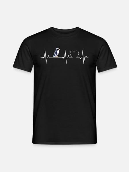 Pinguin Herzschlag Pinguine Herz EKG Pinguin - Männer T-Shirt - Schwarz