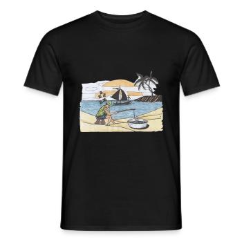 Fishing angler fish hobby fishing sport fishing - Men's T-Shirt - black - Front - AI Model Male 178 light (178cm)