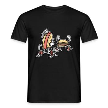 Dessin animé dessin animé hot dog burger fast food - T-shirt homme - noir - Devant - AI Model Male 178 light (178cm)