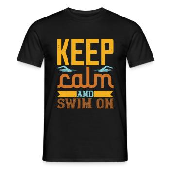Pour les nageurs : KEEP CALM AND SWIM ON - T-shirt homme - noir - Devant - AI Model Male 178 light (178cm)