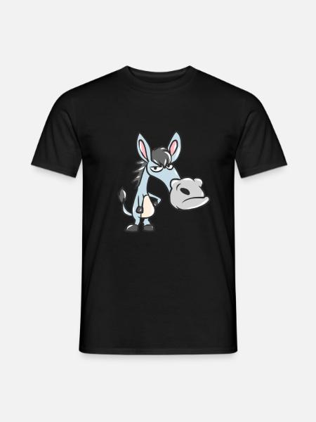Burro lindo niños dibujos animados burro mula proyecto animal mula - Camiseta hombre - negro