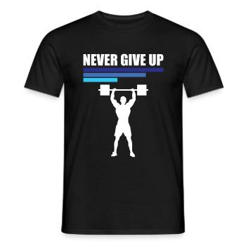 Never Give Up Fitness & Bodybuilding Motivation - Männer T-Shirt - Schwarz - Vorne - AI Model Male 178 light (178cm)