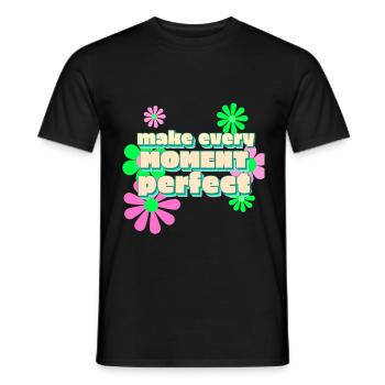 Le bonheur rend chaque moment parfait - T-shirt homme - noir - Devant - AI Model Male 178 light (178cm)