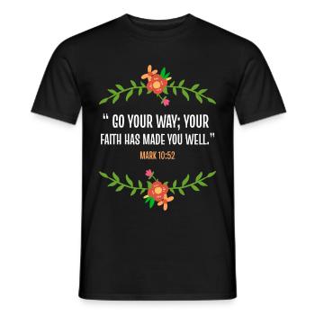 Bible verse Mark 10 52 - Men's T-Shirt - black - Front - AI Model Male 178 light (178cm)