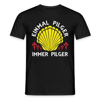 Einmal Pilger Jakobsweg Pilgern Pilgermuschel - Männer T-Shirt - Schwarz - Vorne - AI Model Male 178 light (178cm)