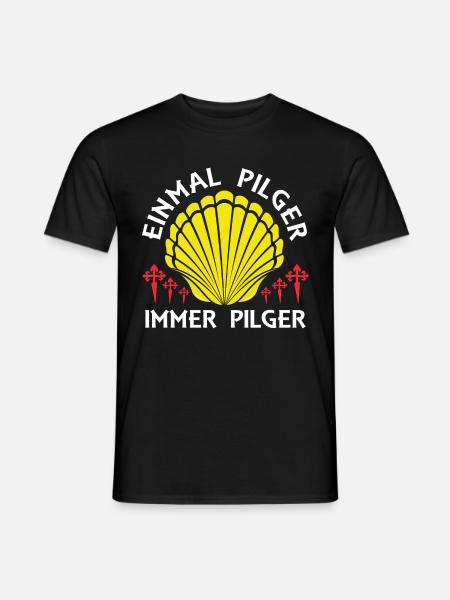 Einmal Pilger Jakobsweg Pilgern Pilgermuschel - Männer T-Shirt - Schwarz