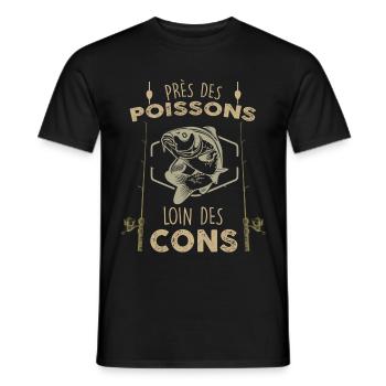 Fisherman fishing for fish humor - Men's T-Shirt - black - Front - AI Model Male 178 light (178cm)