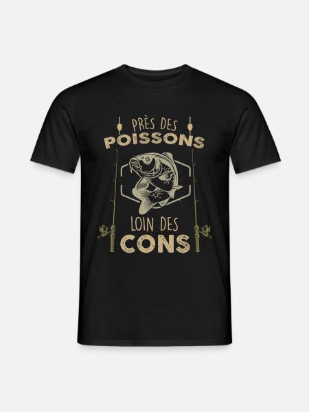 Pêcheur pêche des poissons humour - T-shirt homme - noir