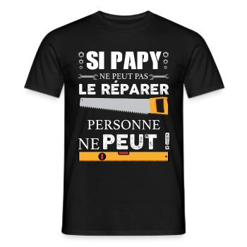 Papy bricoleur de génie. Humour bricolage - T-shirt homme - noir - Devant - AI Model Male 178 light (178cm)