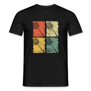 Badminton Racket Badminton Retro - Men's T-Shirt - black - Front - AI Model Male 178 light (178cm)