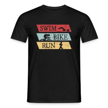 Swim Bike Run Triathlon - Männer T-Shirt - Schwarz - Vorne - AI Model Male 178 light (178cm)