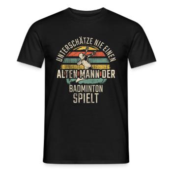 Badminton Alter Mann Badminton spielt - Männer T-Shirt - Schwarz - Vorne - AI Model Male 178 light (178cm)