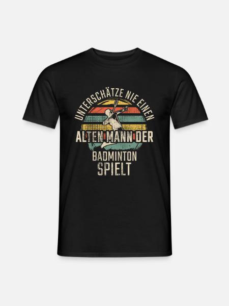 Badminton Alter Mann Badminton spielt - Männer T-Shirt - Schwarz