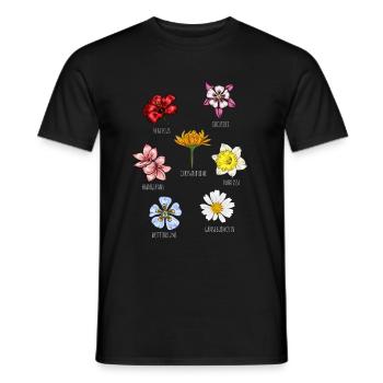 Flower Species Flowers - Men's T-Shirt - black - Front - AI Model Male 178 light (178cm)