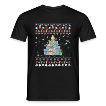 Christmas Cat Tree - Men's T-Shirt - black - Front - AI Model Male 178 light (178cm)
