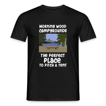 Funny Camping Morning Wood - Men's T-Shirt - black - Front - AI Model Male 178 light (178cm)