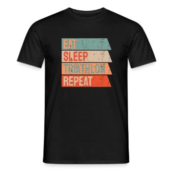 Eat Sleep Triathlon Repeat - Männer T-Shirt - Schwarz - Vorne - AI Model Male 178 light (178cm)