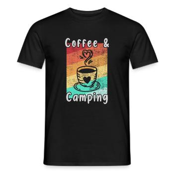 Camping and Coffee - Men's T-Shirt - black - Front - AI Model Male 178 light (178cm)