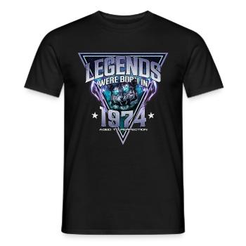 Legends were born in 1974 - Men's T-Shirt - black - Front - AI Model Male 178 light (178cm)