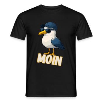 Cool Seagull avec casquette et lunettes de soleil - Moin Design - T-shirt homme - noir - Devant - AI Model Male 178 light (178cm)