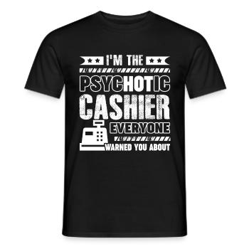 Cashier Psychotic Cashier - Men's T-Shirt - black - Front - AI Model Male 178 light (178cm)