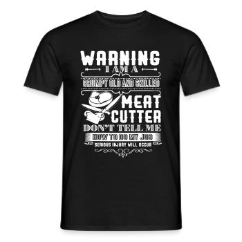 Meat Cutter Meat Cutter Warning - Men's T-Shirt - black - Front - AI Model Male 178 light (178cm)