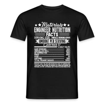 Materials Engineer Nutrition Facts - Men's T-Shirt - black - Front - AI Model Male 178 light (178cm)