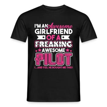 Pilot Proud Pilot Girlfriend - Men's T-Shirt - black - Front - AI Model Male 178 light (178cm)