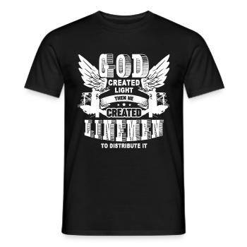 Lineman God Created Lineman - Men's T-Shirt - black - Front - AI Model Male 178 light (178cm)