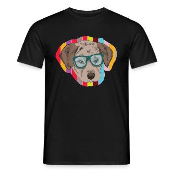 Chien de nerd comme un hipster avec des lunettes - T-shirt homme - noir - Devant - AI Model Male 178 light (178cm)