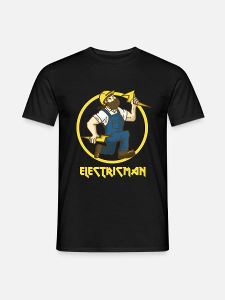 Elektriker Superheld Strom Blitz Geschenk Beruf - Männer T-Shirt - Schwarz