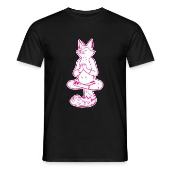Renard en méditation - T-shirt homme - noir - Devant - AI Model Male 178 light (178cm)