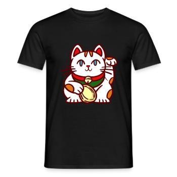 Winke Katze Maneki-neko - Männer T-Shirt - Schwarz - Vorne - AI Model Male 178 light (178cm)