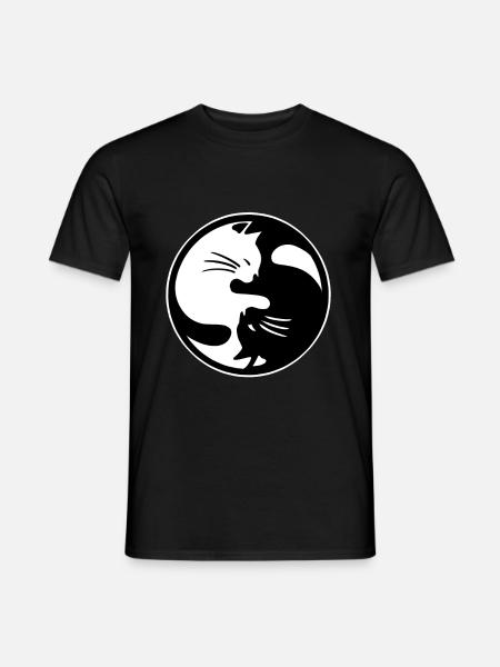 Ying Yang chat - T-shirt homme - noir
