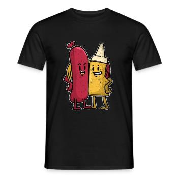 Currywurst German dish sausage fries gift - Men's T-Shirt - black - Front - AI Model Male 178 light (178cm)