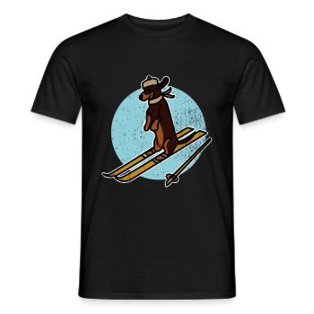 Ski Schnee Winter Hund Haus Tier Haustier Geschenk - Männer T-Shirt - Schwarz - Vorne - AI Model Male 178 light (178cm)