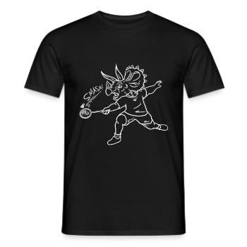 Triceratops badminton - Men's T-Shirt - black - Front - AI Model Male 178 light (178cm)