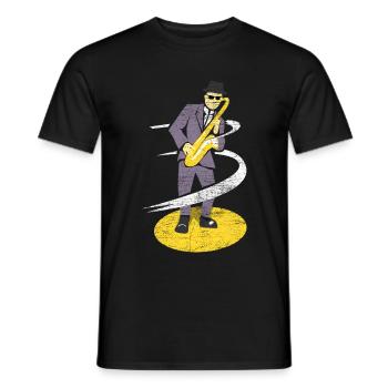 Saxophone instrument de musique classique cadeau de bande - T-shirt homme - noir - Devant - AI Model Male 178 light (178cm)