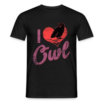 Eule Liebe Vogel Nacht Wald nachtaktiv Geschenk - Männer T-Shirt - Schwarz - Vorne - AI Model Male 178 light (178cm)