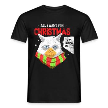 Cadeau de chat du père Noël de vacances de Noël - T-shirt homme - noir - Devant - AI Model Male 178 light (178cm)